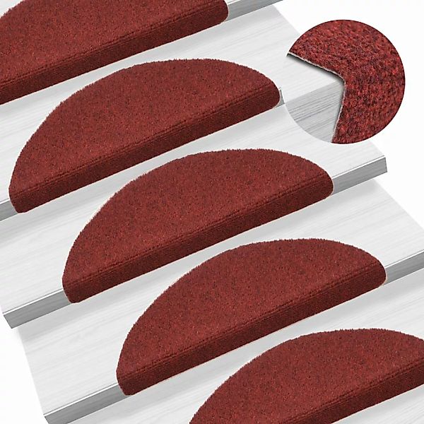 Vidaxl 15 Stk. Selbstklebende Treppenmatten Nadelvlies 56x17x3cm Rot günstig online kaufen