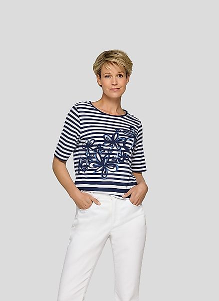 Rabe Rundhalsshirt im Streifen-Design und mit günstig online kaufen