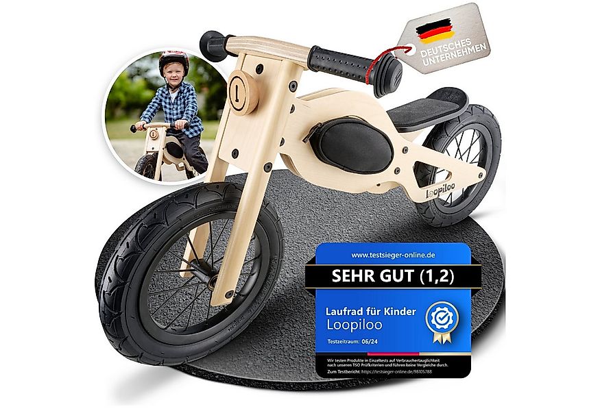 Loopiloo Laufrad Kinder ab 2 Jahren 12 Zoll Zoll, Rahmentasche, Lauflernrad günstig online kaufen