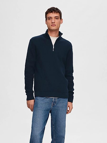 SELECTED Troyer "SLHDANE LS KNIT STRUCTURE HALF ZIP NOOS" Baumwolle, regula günstig online kaufen