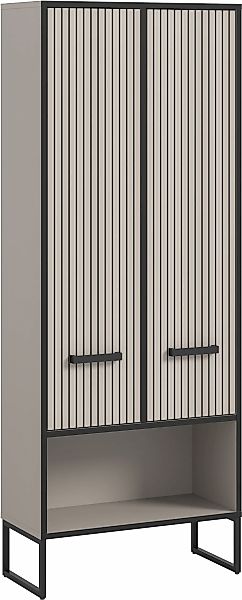 welltime Hochschrank "Locri, Höhe 159 cm, Rillenoptik, Metallkufen", (1 St. günstig online kaufen