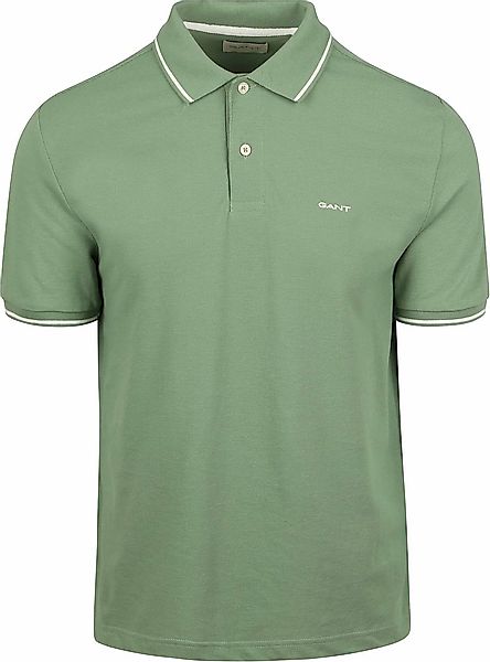 Gant Tipping Piqué Poloshirt Grün - Größe XL günstig online kaufen