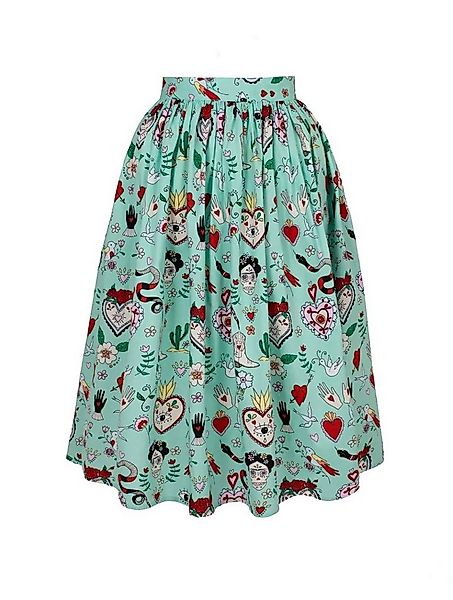 Hell Bunny A-Linien-Rock Tijuana Sugar Skull Tattoo Print Tellerrock Rockab günstig online kaufen