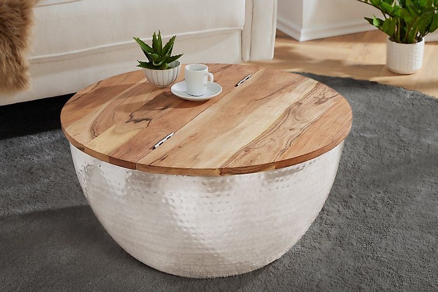 riess-ambiente Couchtisch ORIENT STORAGE Ø60cm natur / silber (Einzelartike günstig online kaufen