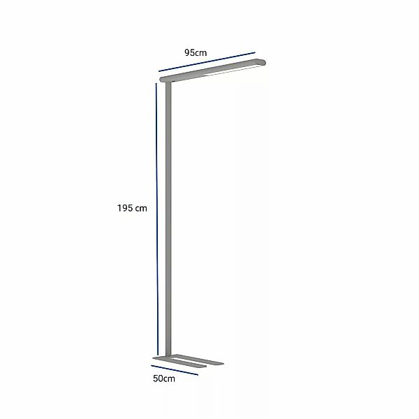 LED-Büro-Stehleuchte MAULjet, silberfarben, Höhe 195 cm günstig online kaufen