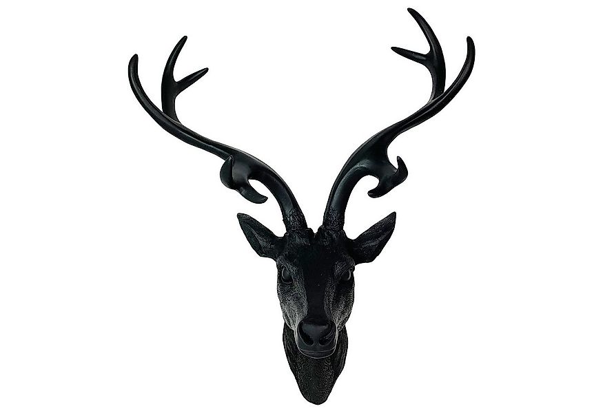 Mojawo Wanddekoobjekt XL Hirschgeweih Hirschkopf Geweih 10-Ender Schwarz 30 günstig online kaufen