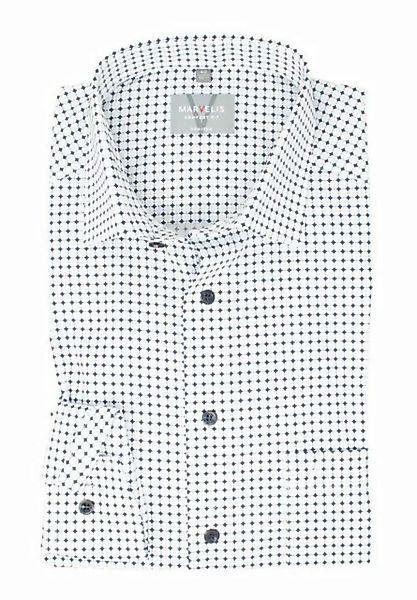 MARVELIS Businesshemd Businesshemd - Comfort Fit - Langarm - Muster - Weiß/ günstig online kaufen