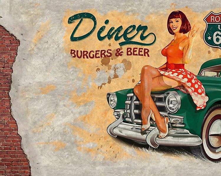 Fototapete "American Diner" 4,00x2,50 m / Glattvlies Perlmutt günstig online kaufen