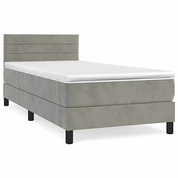 vidaXL Boxspringbett Boxspringbett mit Matratze Hellgrau 100x200 cm Samt Be günstig online kaufen