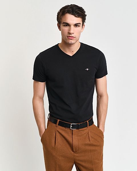 Gant T-Shirt "SLIM SHIELD V-NECK T-SHIRT", mit einer kleinen Logostickerei günstig online kaufen