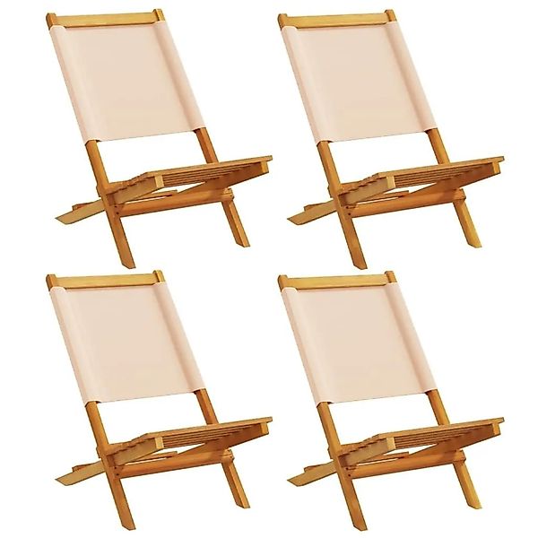 vidaXL Gartenstühle 4 Stk Klappbar Beige Stoff und Massivholz 3214646 günstig online kaufen