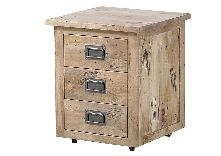 Massivmoebel24 Rollcontainer, (Rollcontainer Mango 50x50x60 whitewash günstig online kaufen