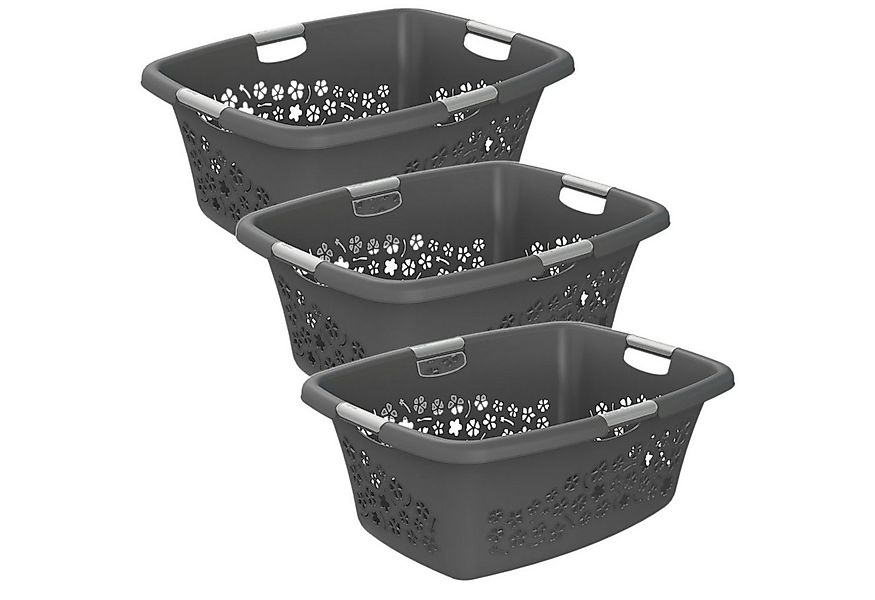 ROTHO Wäschekorb Flowers 3er-Set Wäschekorb 50l, Kunststoff (PP) BPA-frei ( günstig online kaufen