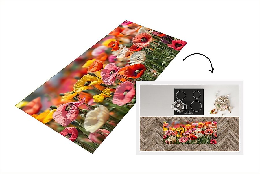 MuchoWow Küchenläufer Blumenfeld - Mohnblumen - Farbenfroh, aus Kunststoff, günstig online kaufen
