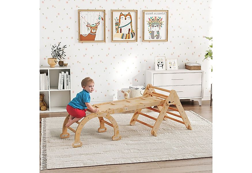 AIYAPLAY Klettergerüst mit Rutsche, Bogen, (faltbar Holz Kletterdreieck, 1- günstig online kaufen