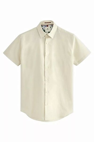 Next Langarmhemd Hemd aus Leinengemisch mit Besatz – Slim Fit (1-tlg) günstig online kaufen