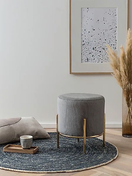 SalesFever Polsterhocker, mit Design-Gestell aus goldfarbenem Metall günstig online kaufen