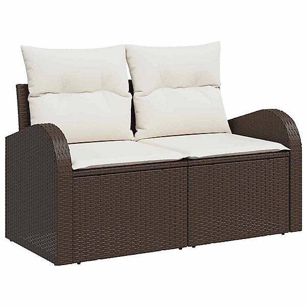 vidaXL Garten-Sofa-Set mit Kissen 6-Tlg Braun und Weiß Poly Rattan 3354777 günstig online kaufen