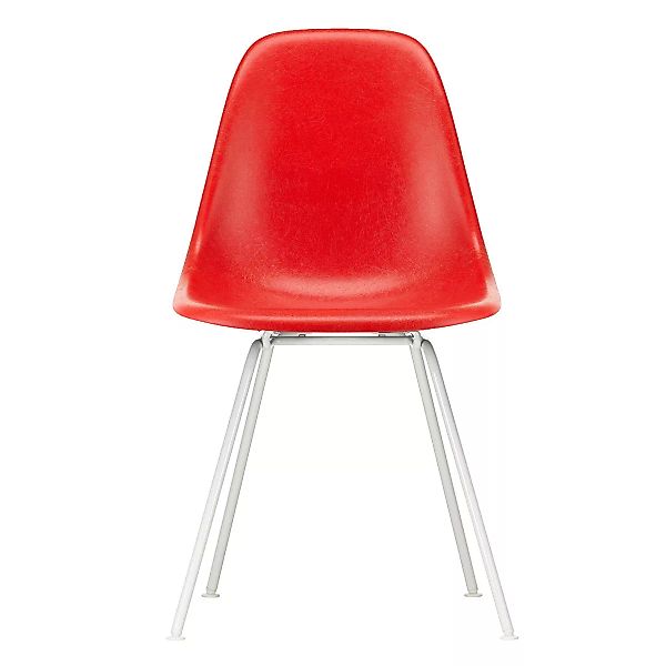Vitra - Eames Fiberglass Side Chair DSX Gestell weiß - klassisches rot/Sitz günstig online kaufen