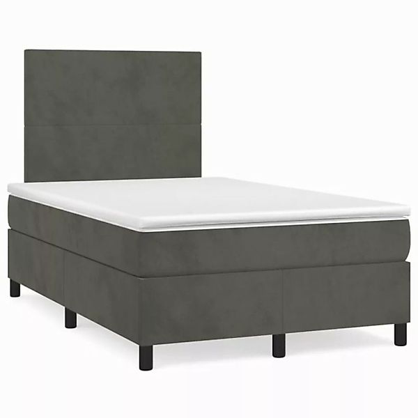 vidaXL Boxspringbett Boxspringbett mit Matratze Dunkelgrau 120x200 cm Samt günstig online kaufen