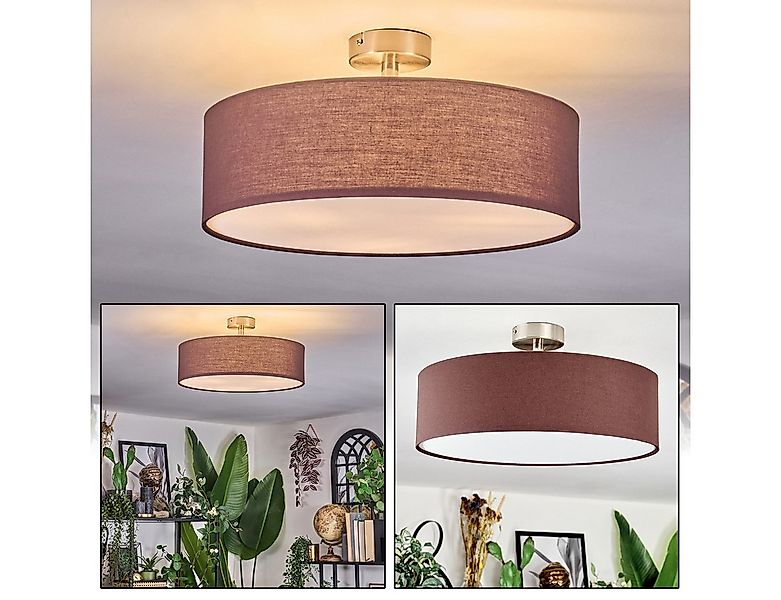 hofstein Deckenleuchte Deckenlampe aus Metall/Stoff/Kunststoff in Nickel-ma günstig online kaufen