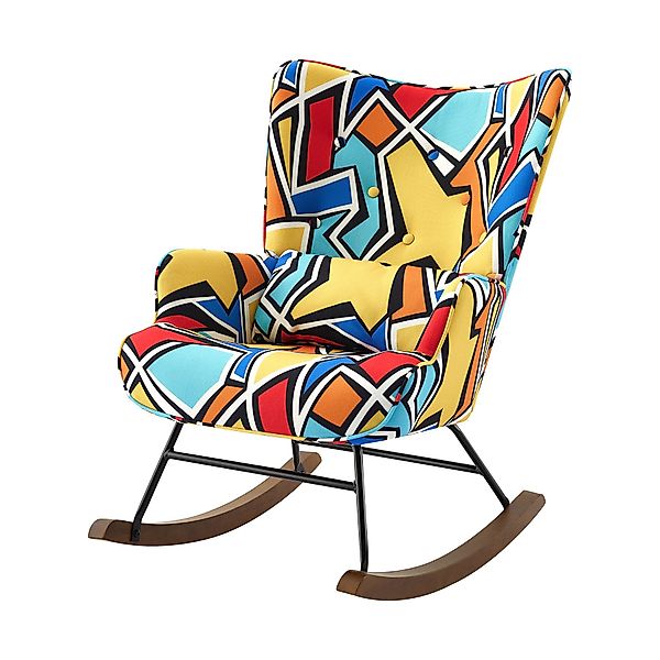 HomeMiYN Schaukelstuhl Schaukelstuhl Patchwork Sessel Schwingsessel günstig online kaufen
