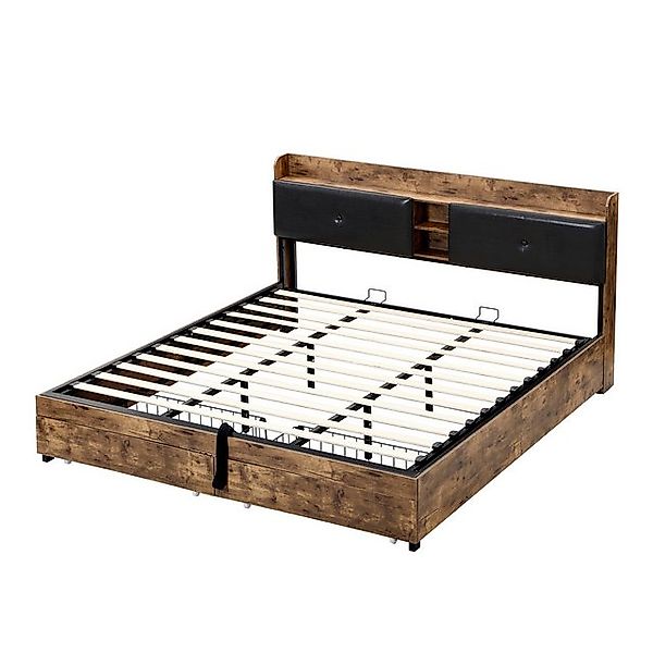 Flieks Holzbett, Hydraulisches Metallbett 180x200cm mit günstig online kaufen