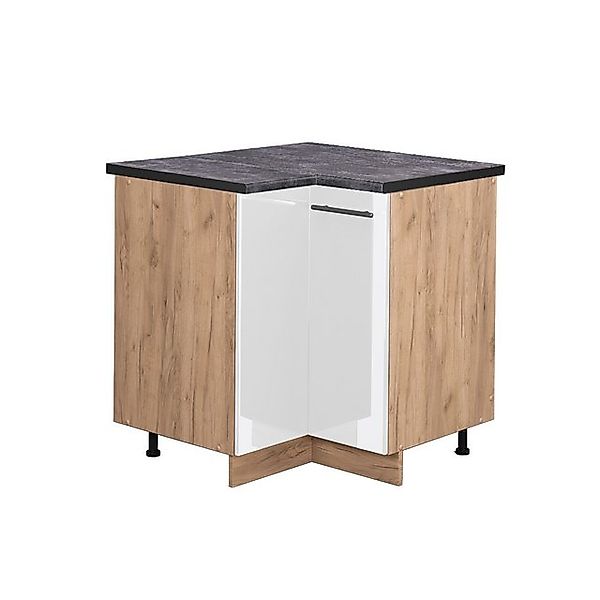 Vicco Eckunterschrank Fame-Line Weiß Hochglanz/Goldkraft Eiche 81 cm AP Ant günstig online kaufen