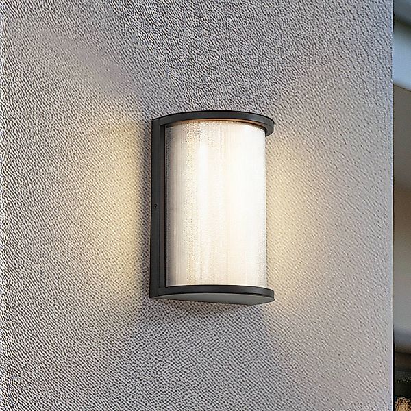 Lindby LED-Außenwandleuchte Calvik, schwarz, geriffelt, IP44 günstig online kaufen