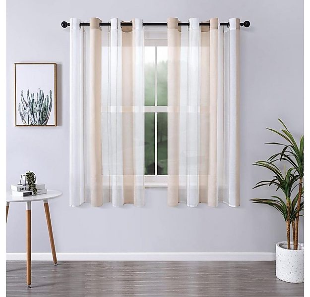 NUODWELL Gardine Voile Gardinen mit Ösen, 2er Set Halbtransparent Streifen günstig online kaufen