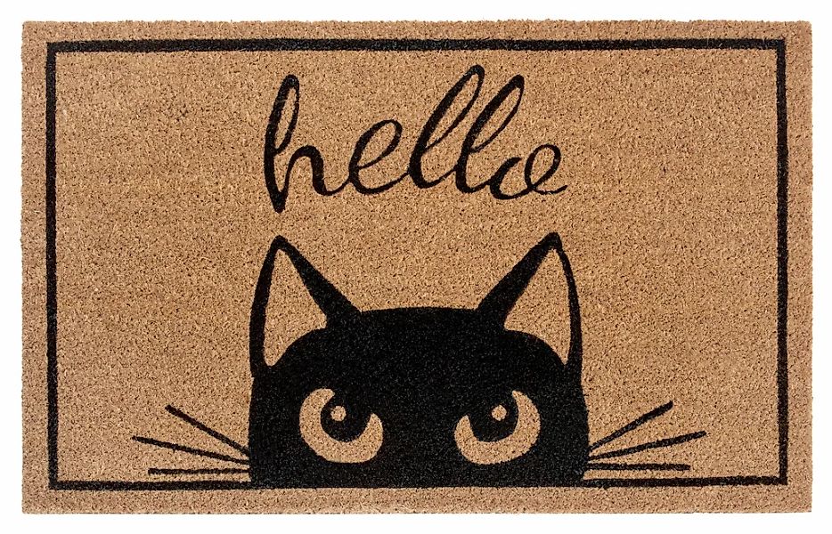 HANSE Home Fußmatte "Kokos Watching Cat, Türmatte" rechteckig 15 mm Höhe Ko günstig online kaufen