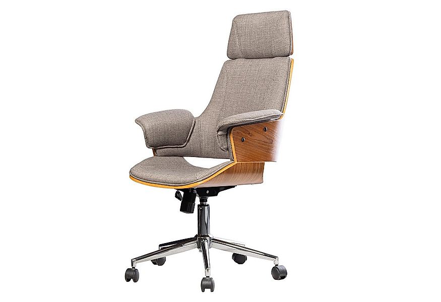 riess-ambiente Bürostuhl MANHATTAN grau -Strukturstoff, Metall, Walnussholz günstig online kaufen