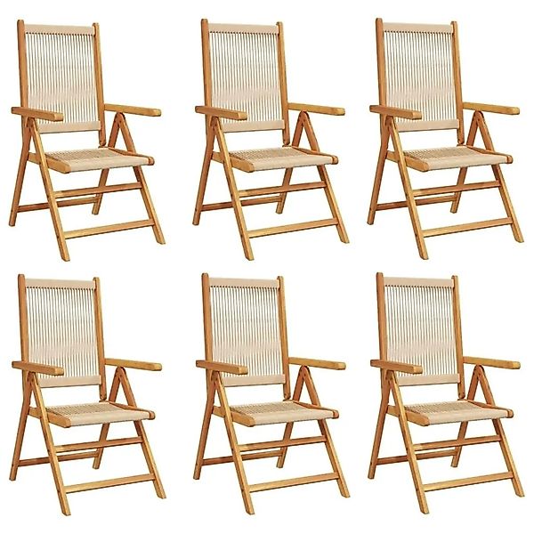 vidaXL Gartenstuhl Verstellbar 6 Stk Beige Massivholz Akazie 3214536 günstig online kaufen