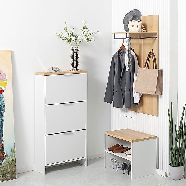 HOMCOM Schuhschrank, Schuhkipper, Schuhregal mit 3 Schubladen, Schuhkommode günstig online kaufen