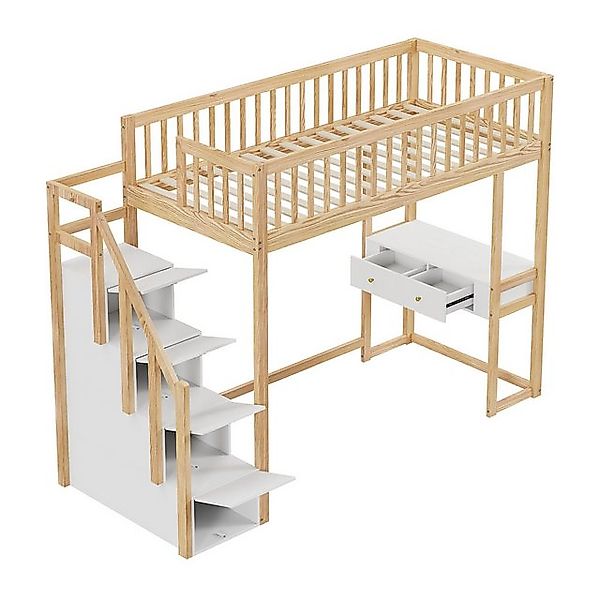HAUSS SPOLE Hochbett 90x200 mit Multifunktionstisch, Aufbewahrungstreppe fü günstig online kaufen