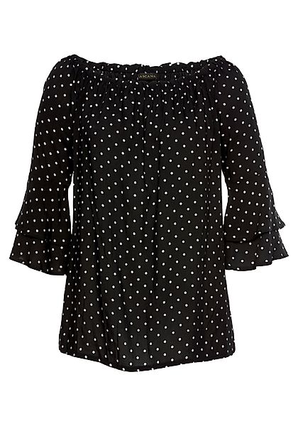 LASCANA Carmenbluse mit Pünktchendruck, Damenbluse, schulterfrei, casual günstig online kaufen