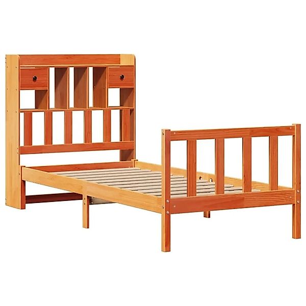 vidaXL Massivholzbett mit Regal ohne Matratze Wachsbraun 100x200 cm 3321759 günstig online kaufen