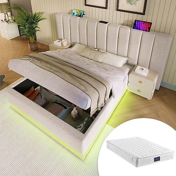 HAUSS SPOLE Polsterbett 160×200 mit LED günstig online kaufen
