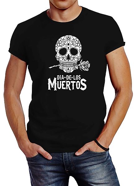 Neverless Print-Shirt Herren T-Shirt Sugar Skull günstig online kaufen