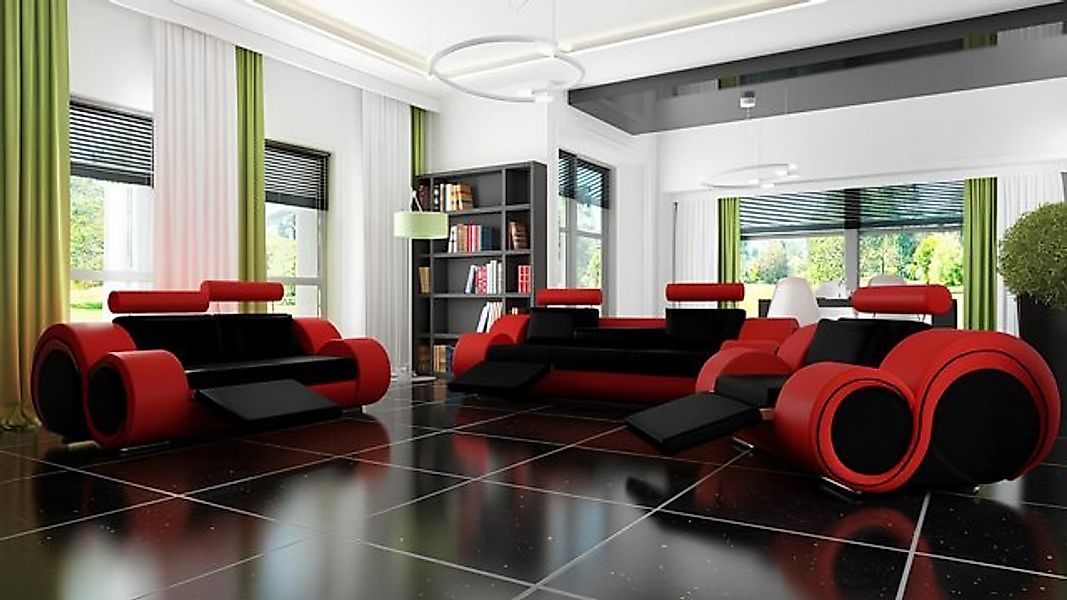 JVmoebel 3-Sitzer Ledersofa Couch Sofagarnitur Mit FUSSSTÜTZEN MADE IN EU N günstig online kaufen
