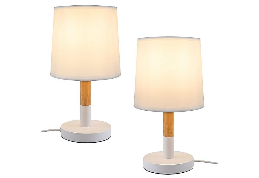 Nettlife Nachttischlampe Holz E27 Wohnzimmer Landhausstil Nachttischleuchte günstig online kaufen