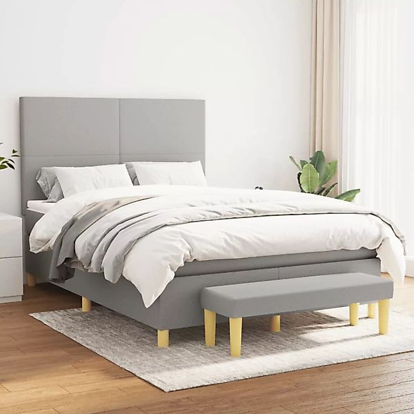 Vidaxl Boxspringbett Mit Matratze Hellgrau 140x200 Cm Stoff günstig online kaufen