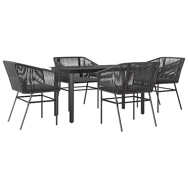 vidaXL 5-Tlg Garten-Essgruppe mit Kissen Schwarz Poly Rattan Glas 3334613 günstig online kaufen