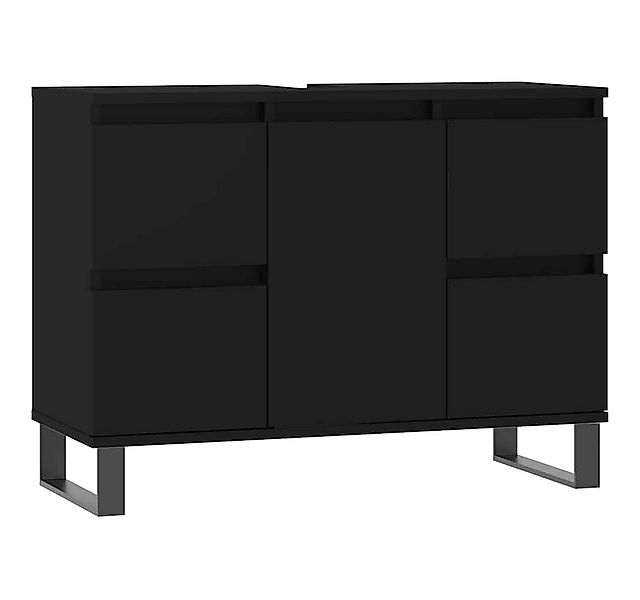furnicato Waschtisch Badschrank Schwarz 80x33x60 cm Holzwerkstoff günstig online kaufen