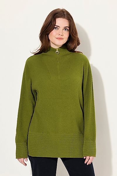 Ulla Popken Strickpullover Strick-Troyer Stehkragen Zipper günstig online kaufen
