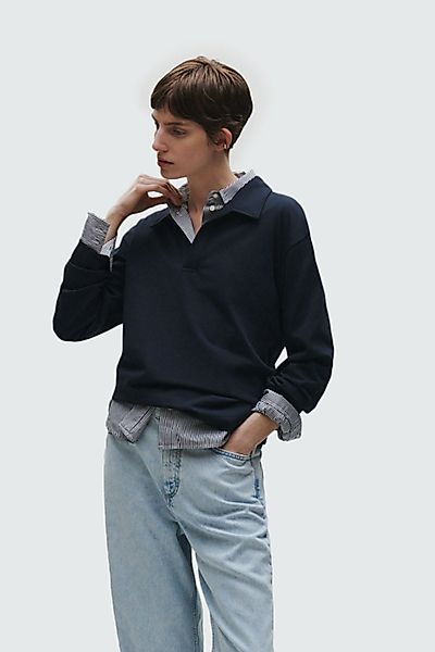 Marc OPolo Langarm-Poloshirt "Heavy Jersey-Woven", mit sportlichem Kragende günstig online kaufen