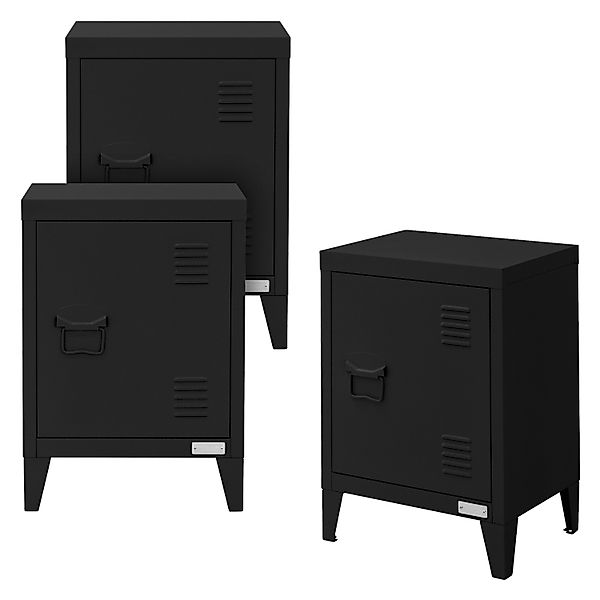 ML-Design 3Er Set Aktenschrank 40x30x57,5 cm Schwarz Stahl Freistehend günstig online kaufen