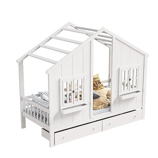 FUROKOY Hausbett Einzelbett Kinderbett 90x200 cm Kiefer weiß, Tagesbett mit günstig online kaufen