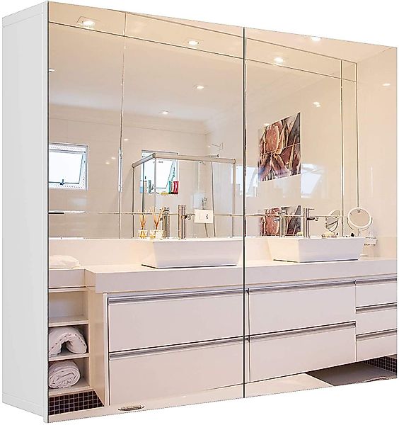 Homfa Spiegelschrank Badezimmerschrank mit 4 Fächern, günstig online kaufen