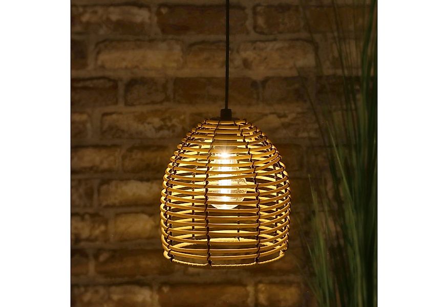 Spetebo Deckenleuchte LED Hängeleuchte in Rattan Optik für Außen und Innen günstig online kaufen